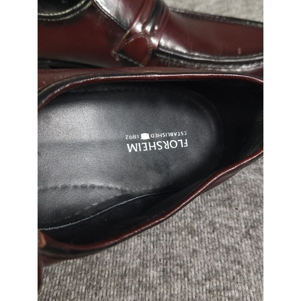 Florsheim Como Strap Loafers Mens 11.5 B Burgundy Leather Slip On Dress Shoes